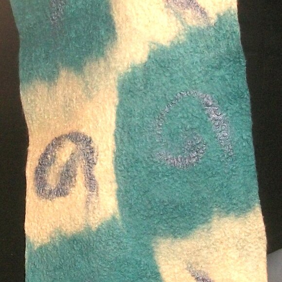 Vintage 1 of a Kind Handmade Hand-dyed Reversible Felted-Wool Scarf 66" X 18" - Picture 7 of 11